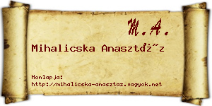 Mihalicska Anasztáz névjegykártya